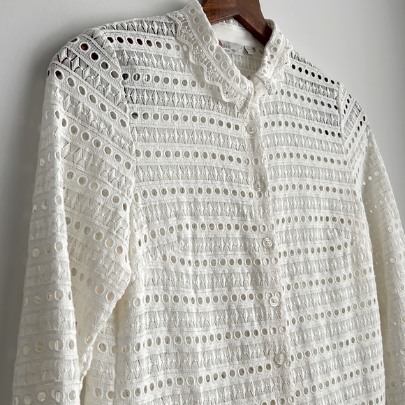 Boden White Macie Lace Eyelet Button Down Top - Picture 6 of 11
